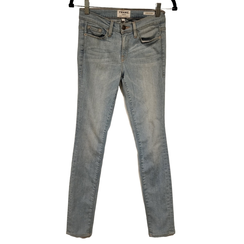 Frame Denim Le Skinny De Jeanne High Rise Light Wash Skinny Stretch Jeans sz 27